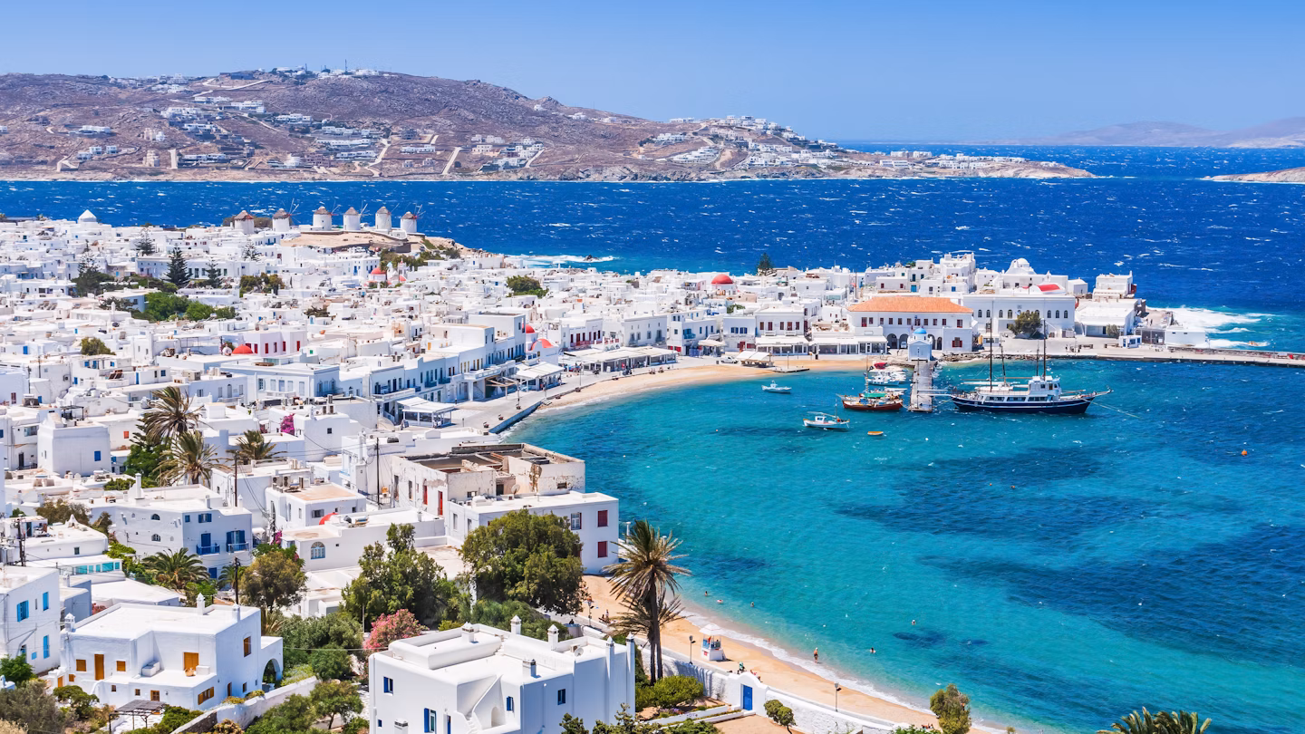 Mykonos harbour, Greece