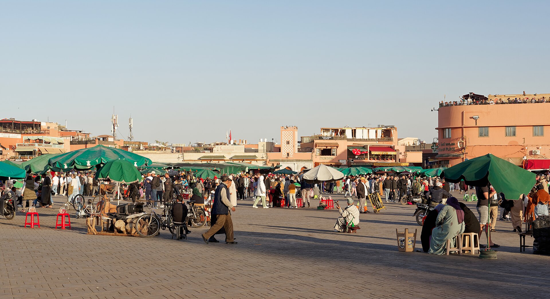 Jemaa el-Fnaa square in Marrakesh at dusk