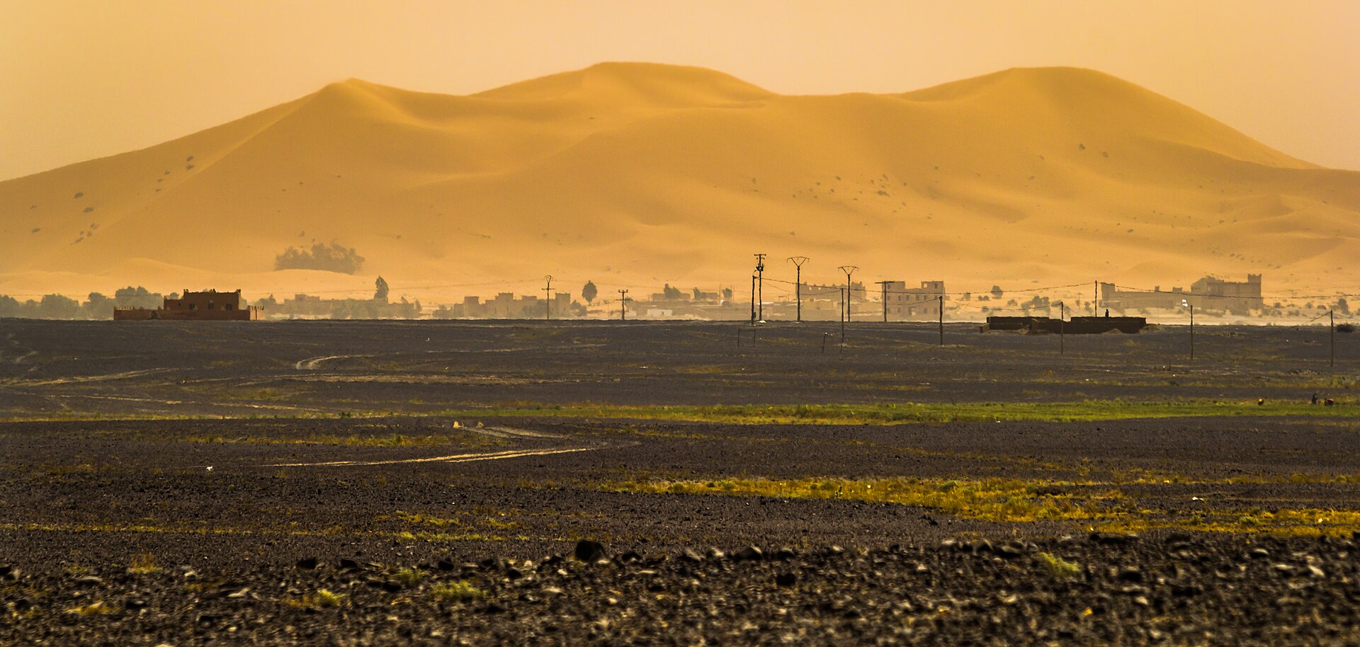 The dunes of Merzouga in the Moroccan Sahara