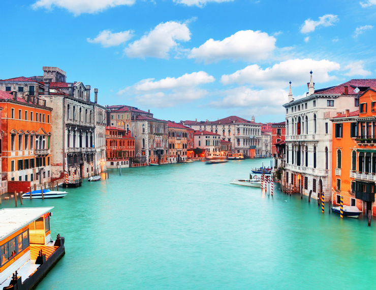 The Grand Canal in Venice at dusk